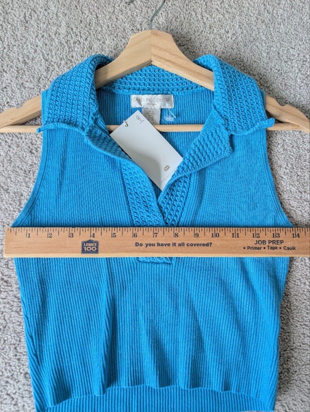 NWT Caroline Constas Ribbed Polo Crochet Collared Tank Top Women's Size XS - Picture 8 of 9